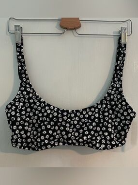 Gap Black and White Daisy Print Crop Bikini Top